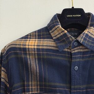 J.Crew Navy and Tan/Brown Plaid Flannel Shirt